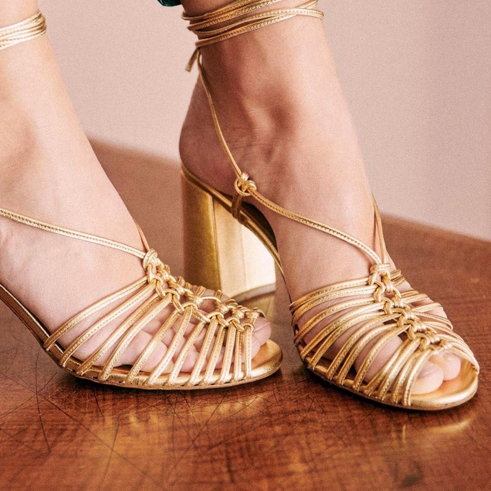 Gold Sezane Sofia Sandals | NIB